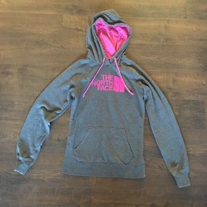 Grey/pink North Face hoodie